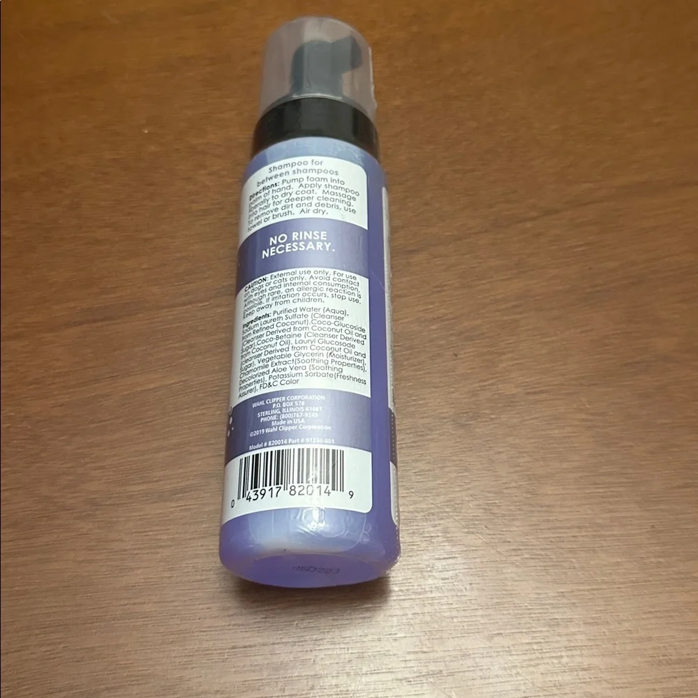 New Wahl Pet Friendly Waterless No Rinse Shampoo For Dogs & Cats